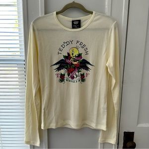 Teddy Fresh Looney Tunes Tattoo Long Sleeve Thermal in Bone Size 2XL
